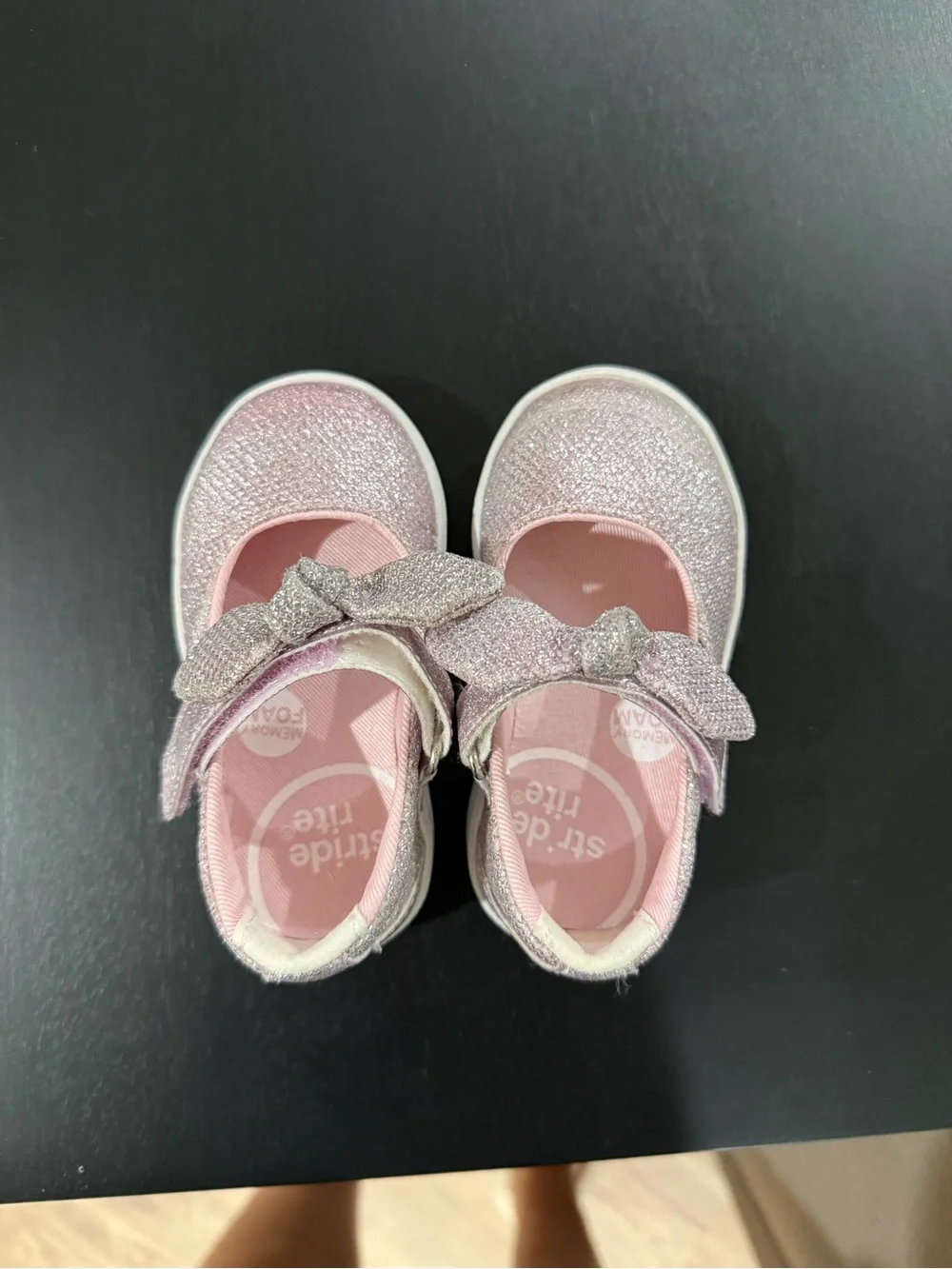 Stride Rite Pink Glitter Bow Mary Jane Shoes